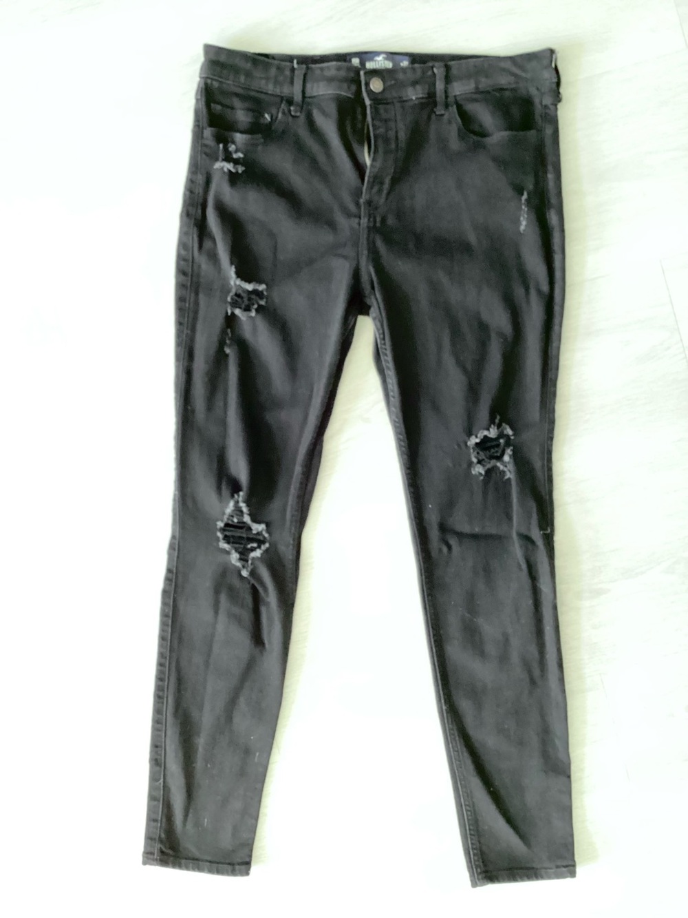Hollister 15R Skinny Black Jeans Distressed 32x30